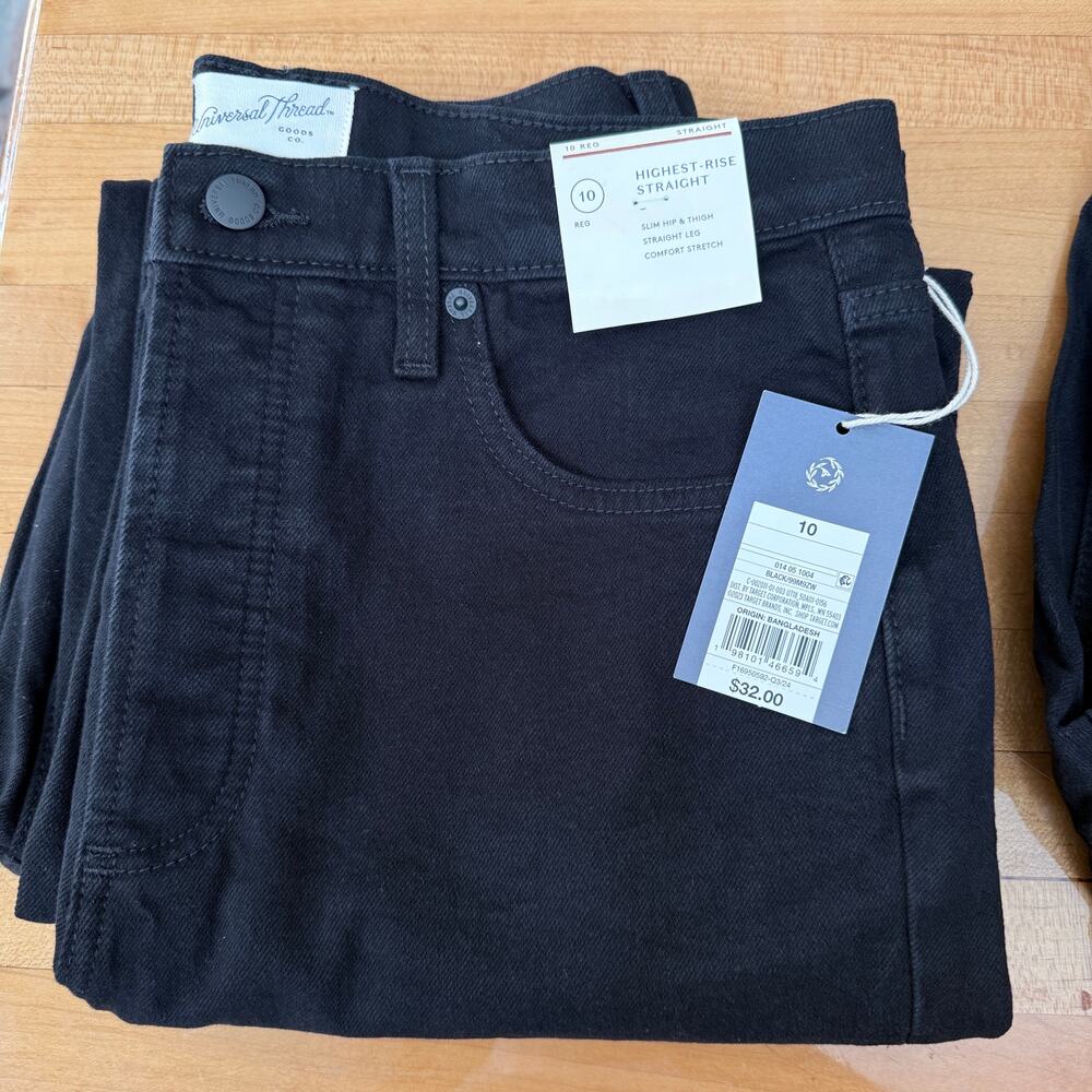 Women’s black Denim Jeans Highest Straight Size 10 NWT Universal Threads - Picture 3 of 5